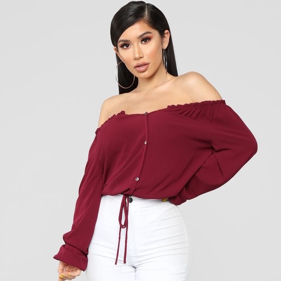 Lady In Waiting Top - Burgundy - Picture 2 of 6